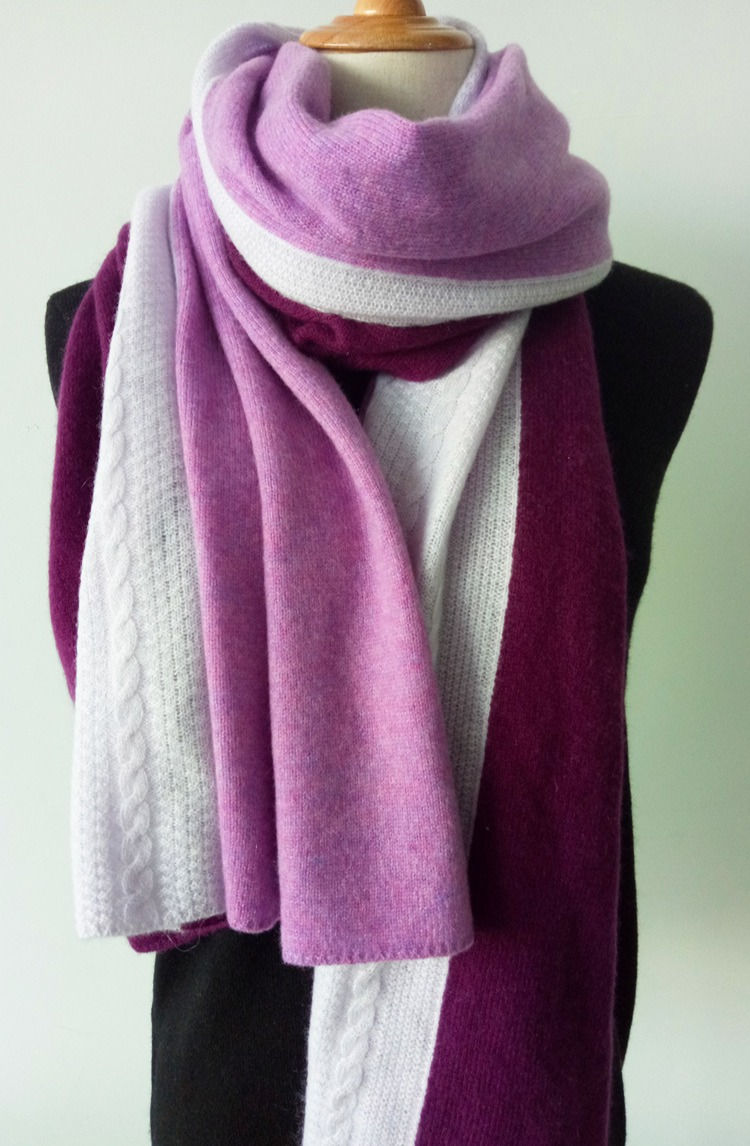 Miniature : Écharpe tricotée cachemire tricolore