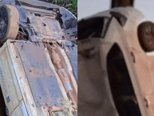 Acidente grave na BR-070: carro cai de ponte em trecho de desvio e vítimas ainda são atacadas por abelhas