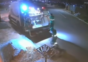 Câmeras de segurança flagra coletor de lixo jogando e espalhando lixo no chão em Anápolis