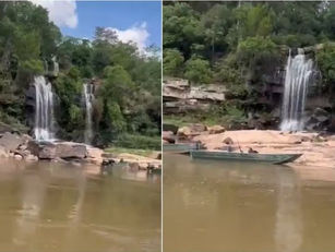 Cachoeira escondida às margens do Rio Araguaia encanta turistas em Baliza