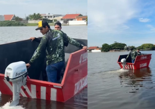 Amigos transformam caçamba de material de construção em barco e viralizam na internet