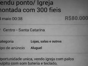 Anúncio de igreja “com 300 fiéis” à venda por R$ 80 mil gera polêmica e debate sobre mercantilização da fé