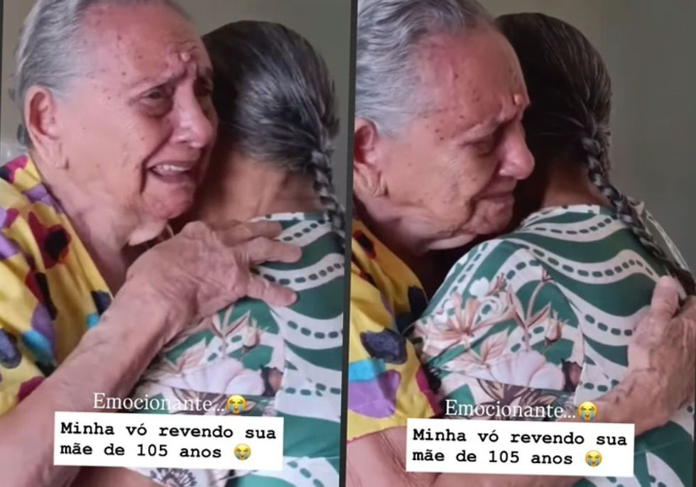 Reencontro comovente entre mãe e filha de 105 e 85 anos emociona a internet