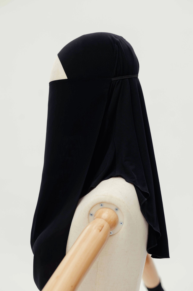 Jet Black Half Niqab for Muslim women by LiDZE