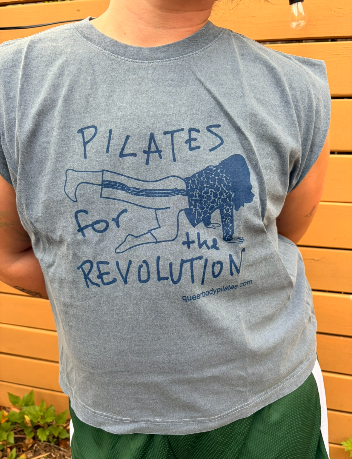 "Pilates for the Revolution" Blue Muscle Tank