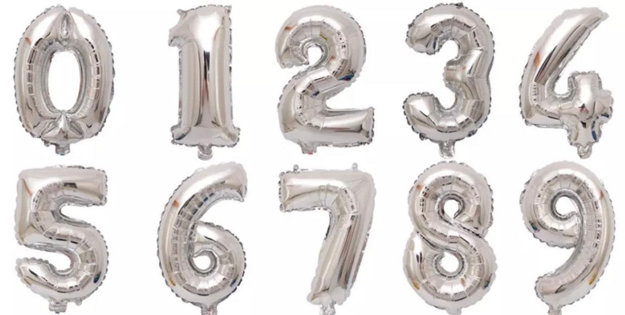 Silver Number Balloons