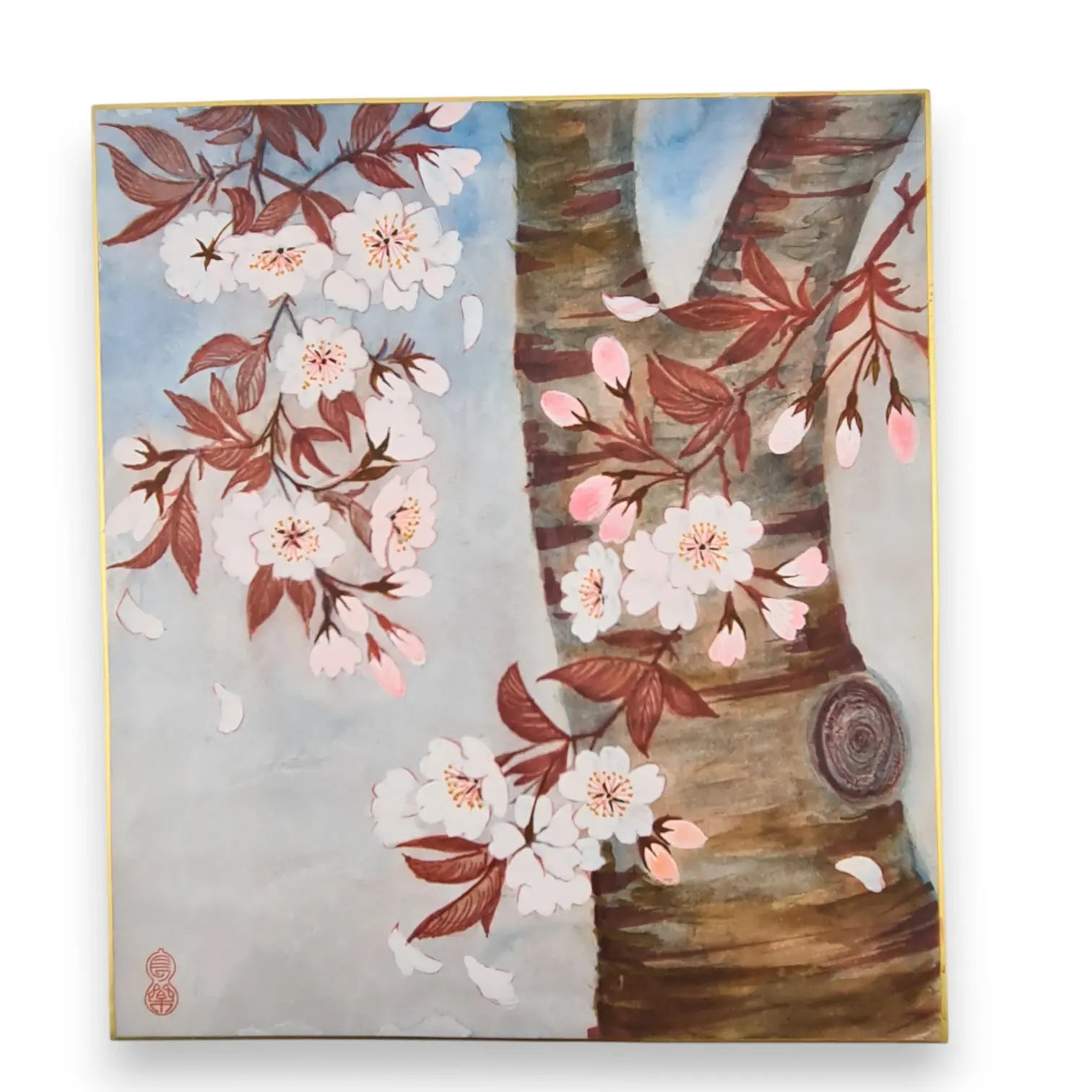 dipinto giapponese shikishi sakura