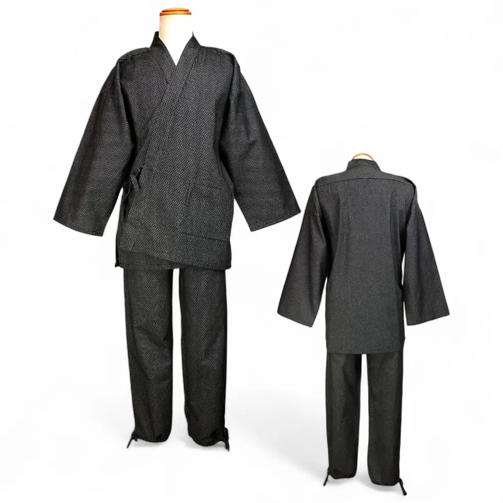 Miniatura: Completo giapponese Samue - Sashiko Koi Haiiro
