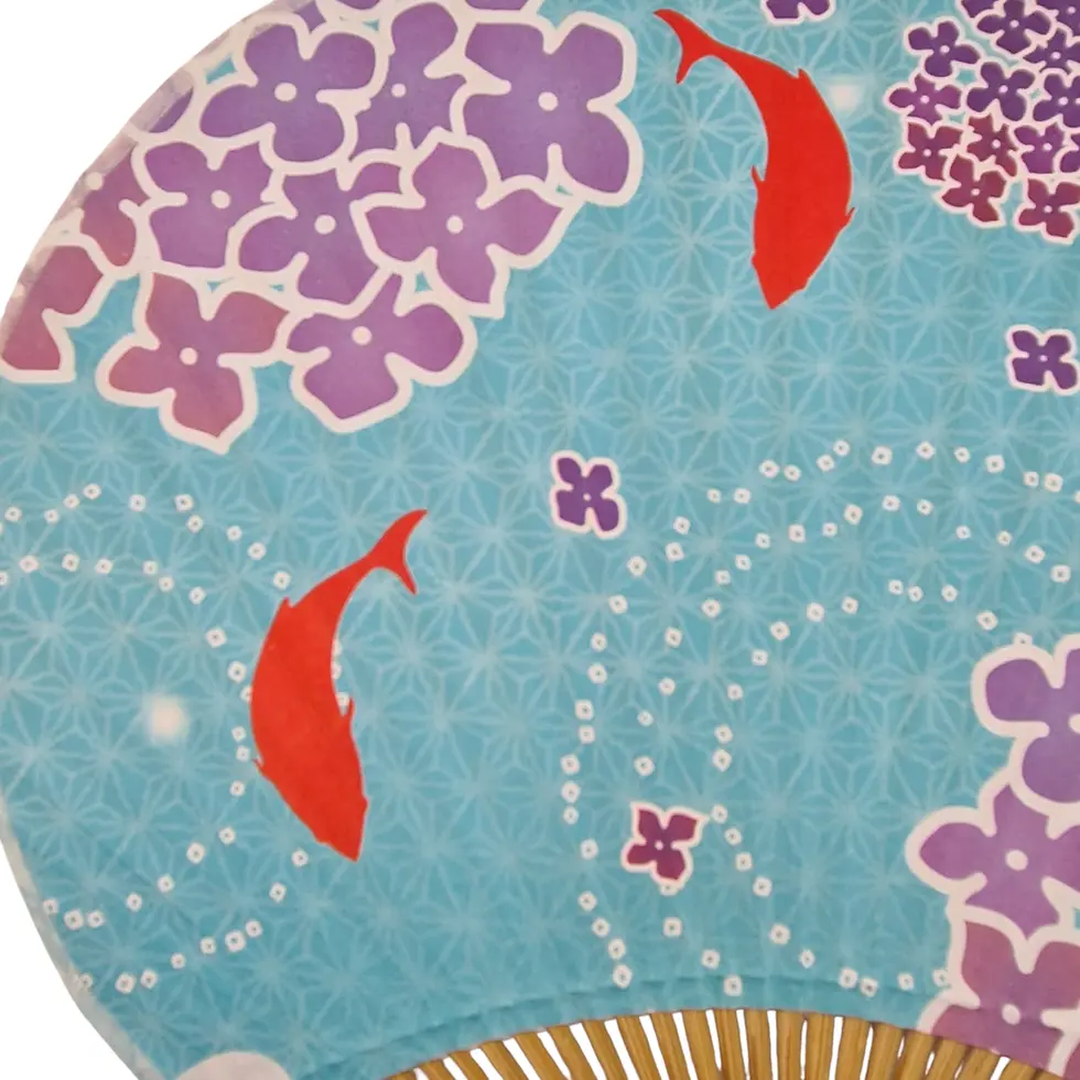 Miniatura: ventaglio giapponese uchiwa ortensia