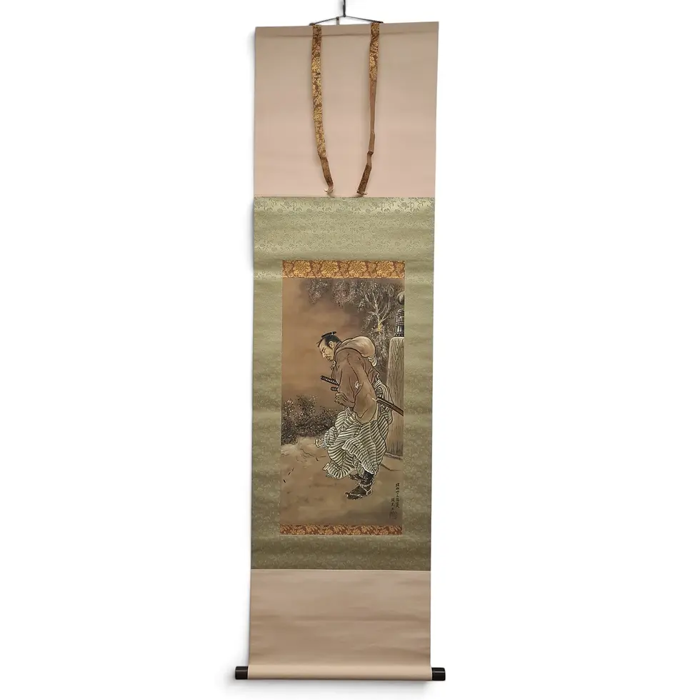 dipinto giapponese kakejiku samurai