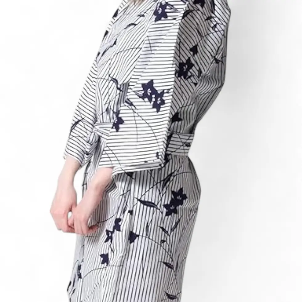 Miniatura: kimono giapponese yukata nemaki genziana