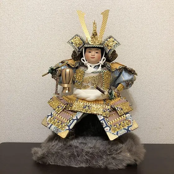 Bambola Samurai Giapponese Ornamentale 30 Cm - Fatto A Mano In Seta, Decorazione Casa