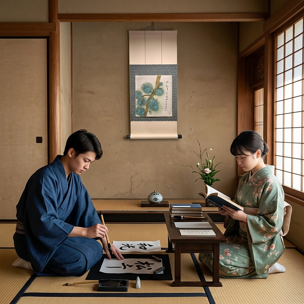 dipinto giapponese shikishi pino matsu