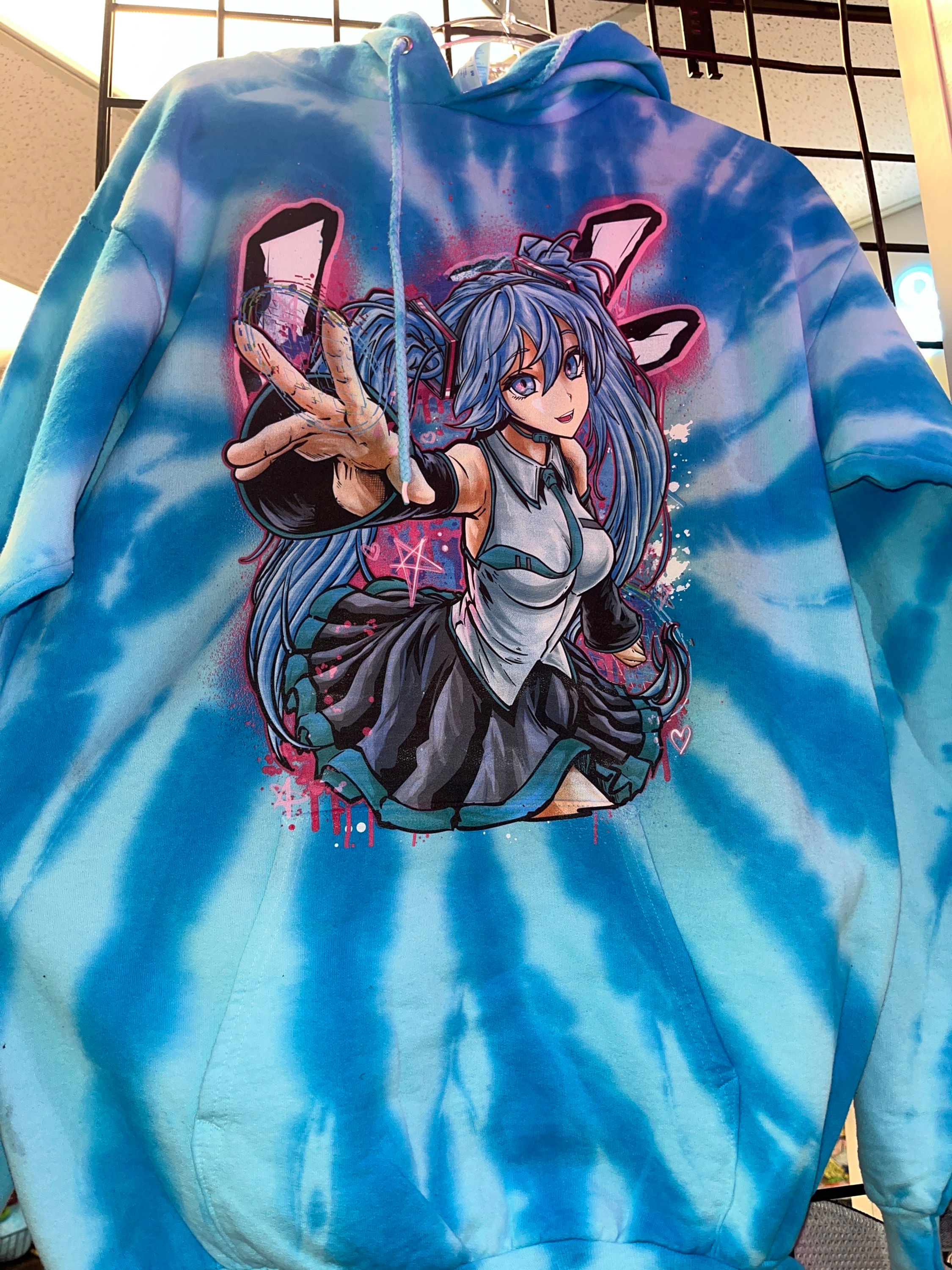 Anime Singer Girl Blue Spiral Hoodie