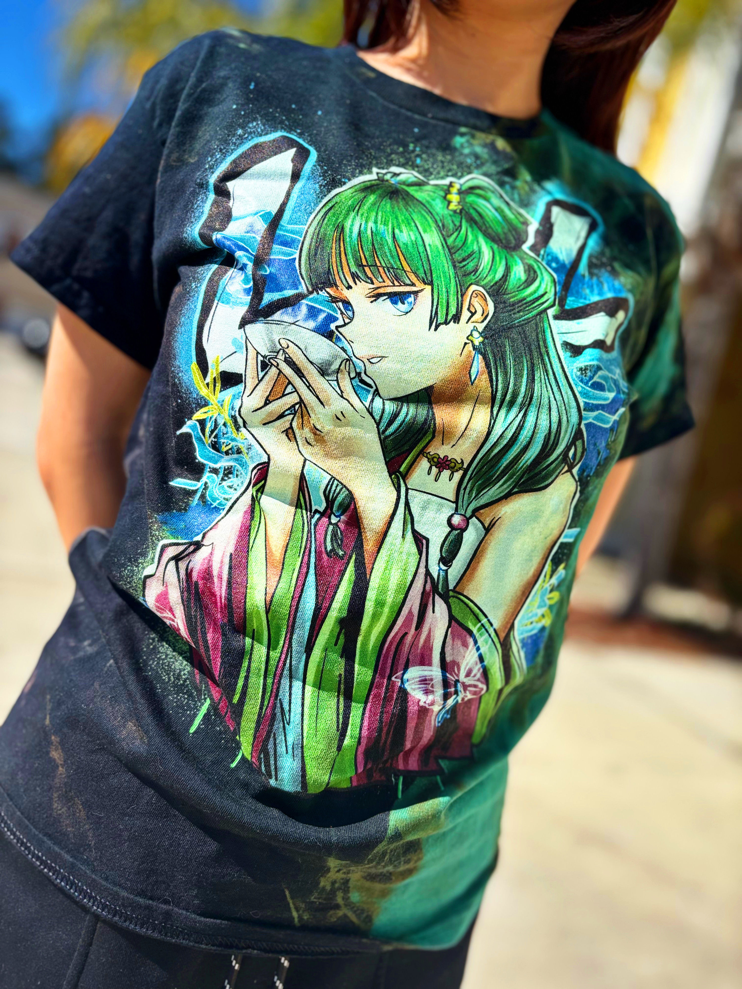 Meow Meow Green Half Dye Shirt