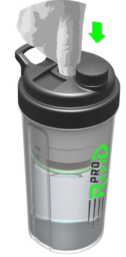 PRO-Rapid filled with water, dispenser open