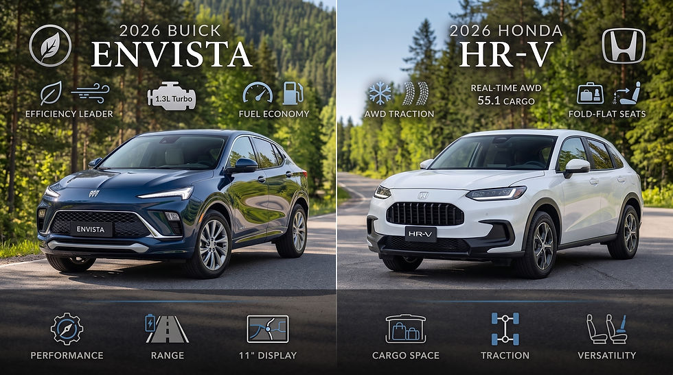Envista refinement and efficiency versus HR-V AWD capability and utility.