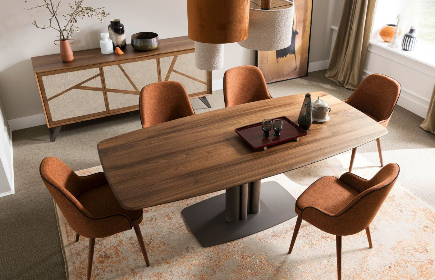 Table à manger fixe Cannes – Bois massif et base acier