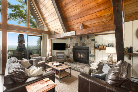 Stone wood burning fireplace - Valley View rental
