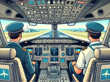 Pilot and co pilot getting ready for takeoff
