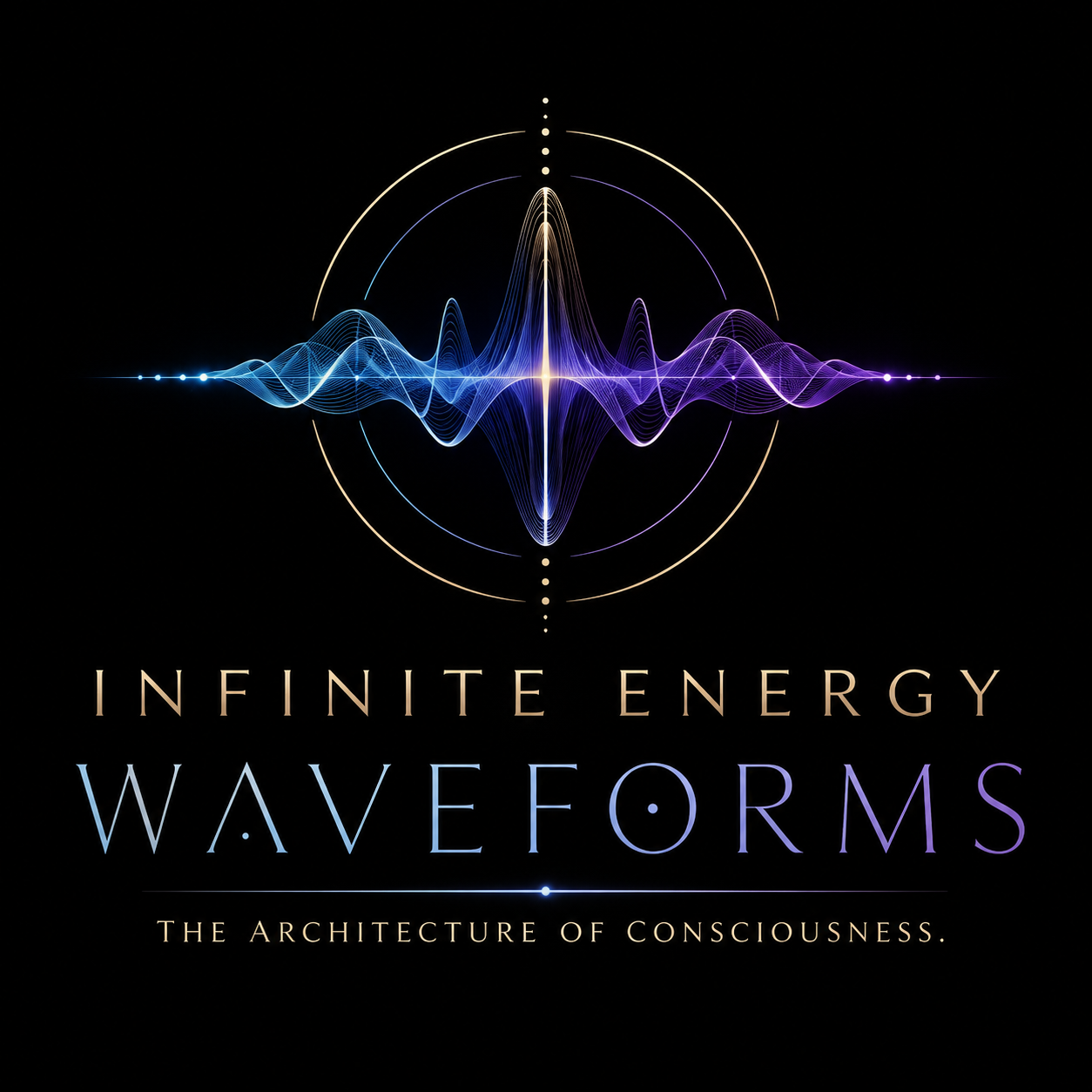 Abstract golden sound vibrations rippling through an infinite dark void illustrating resonance.