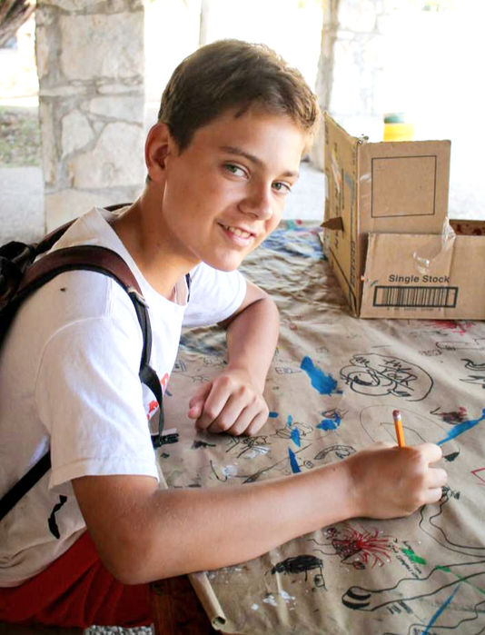 Boy working on an arts and crafts project