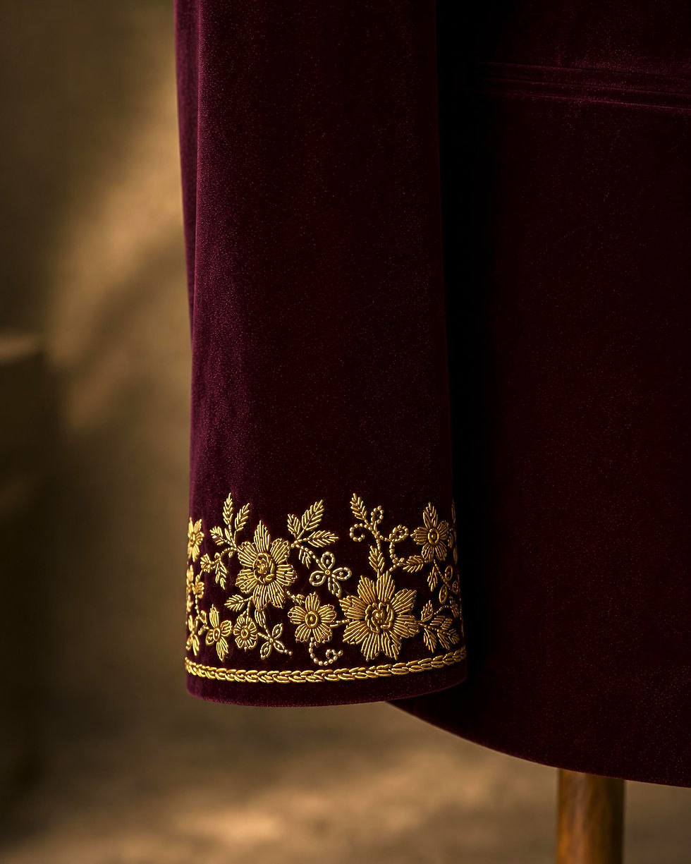 Thumbnail: Zari-Embroidered Wine Jodhpur