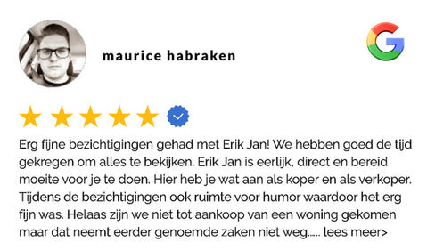 Google review beste makelaar van Helmond. Makelaarshuis Helmond voor al uw woon-vraagstukken