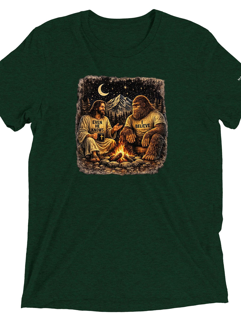 Thumbnail: Bigfoot Jesus Campfire Shirt, Even He Knows I Believe Tee