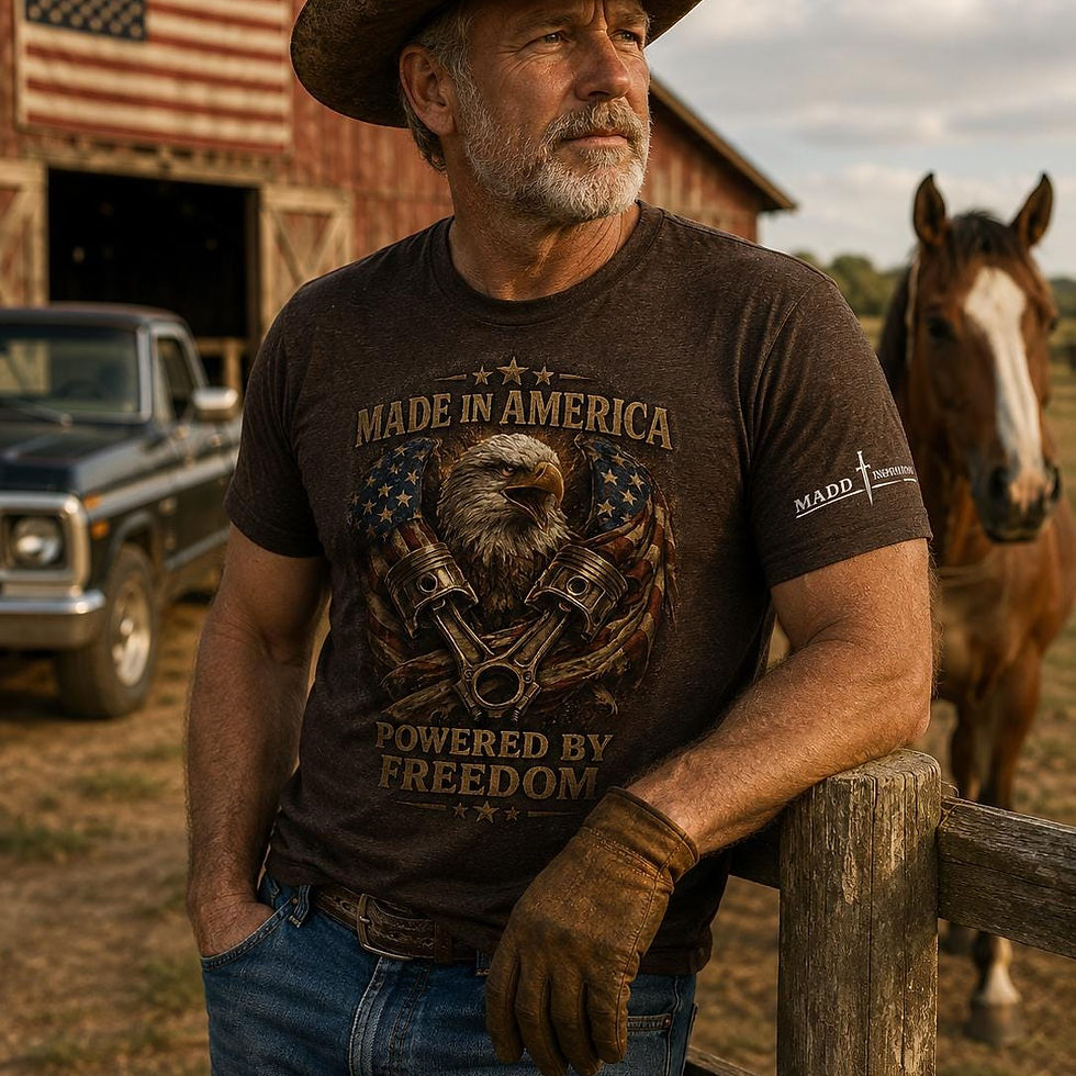 Thumbnail: Made in America Powered by Freedom Shirt, Patriotic Eagle T-Shirt