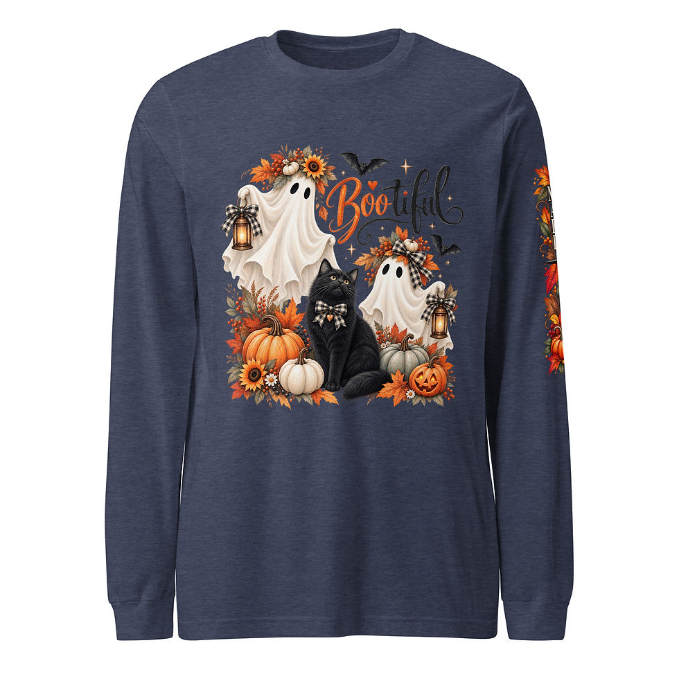 Thumbnail: Black Cat Halloween Shirt – Ghost & Pumpkin Fall Graphic Tee