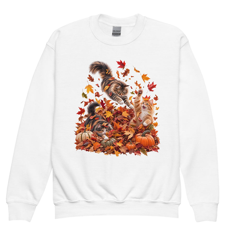 Thumbnail: Girls Fall Sweatshirt | Kids Cat Sweatshirt | Autumn Pumpkin Crewneck