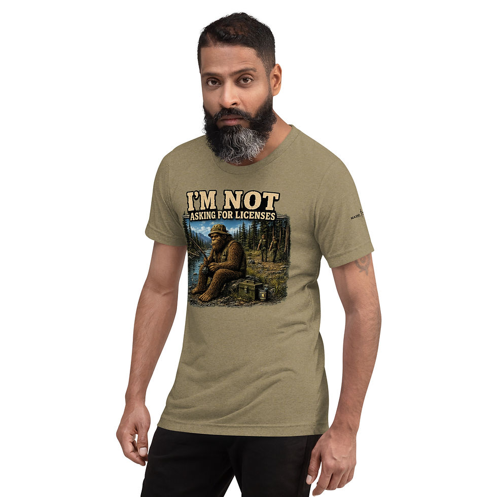 Thumbnail: I'm Not Asking For Licenses Funny Bigfoot Fishing Shirt 