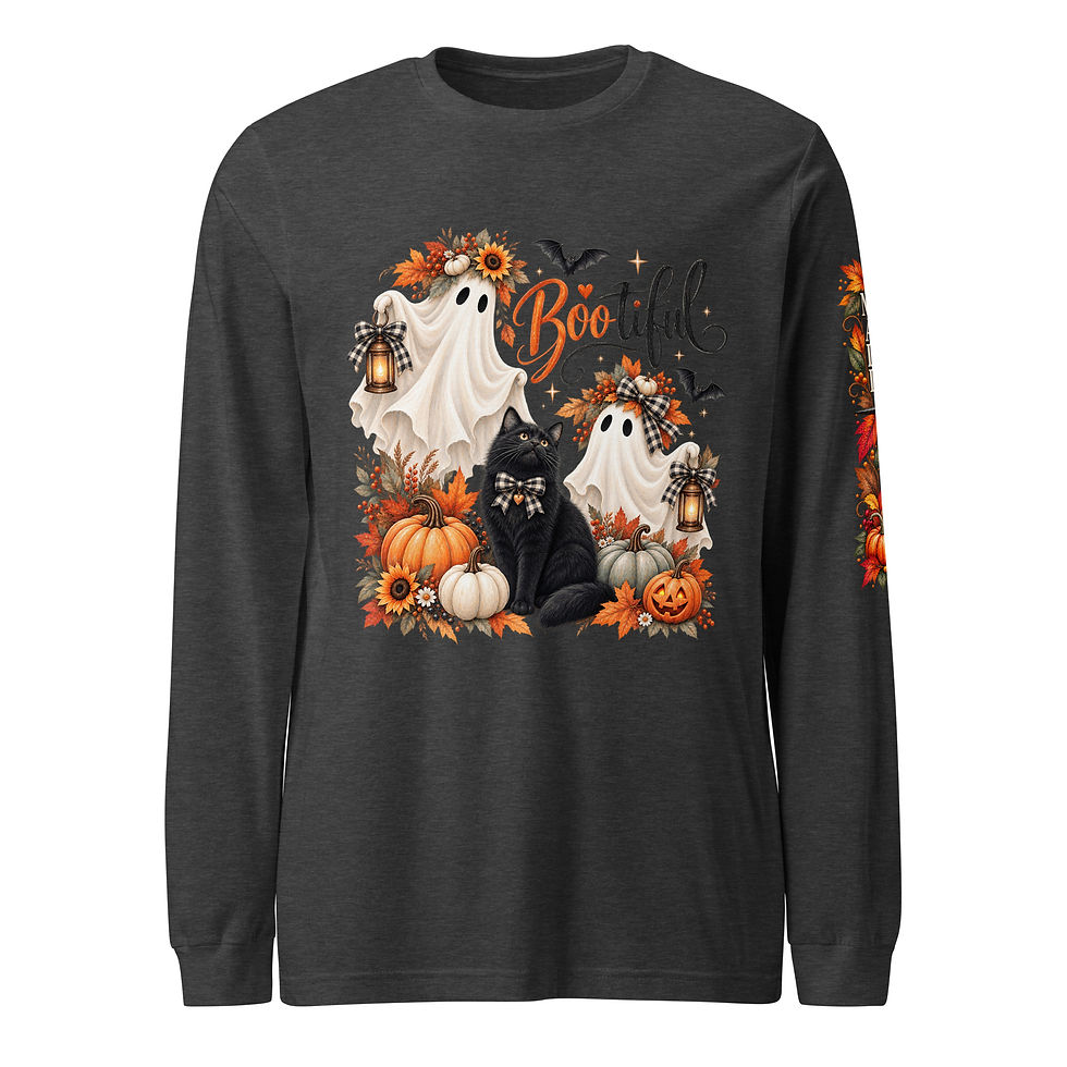 Thumbnail: Black Cat Halloween Shirt – Ghost & Pumpkin Fall Graphic Tee