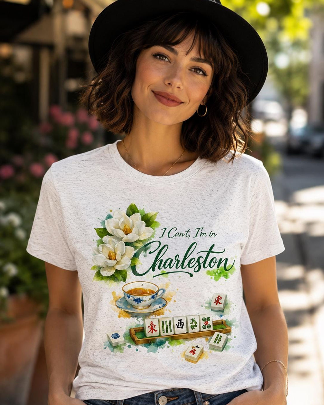 I Can't I'm in Charleston Shirt, Charleston Mahjong T-Shirt, Magnolia Flower Tee