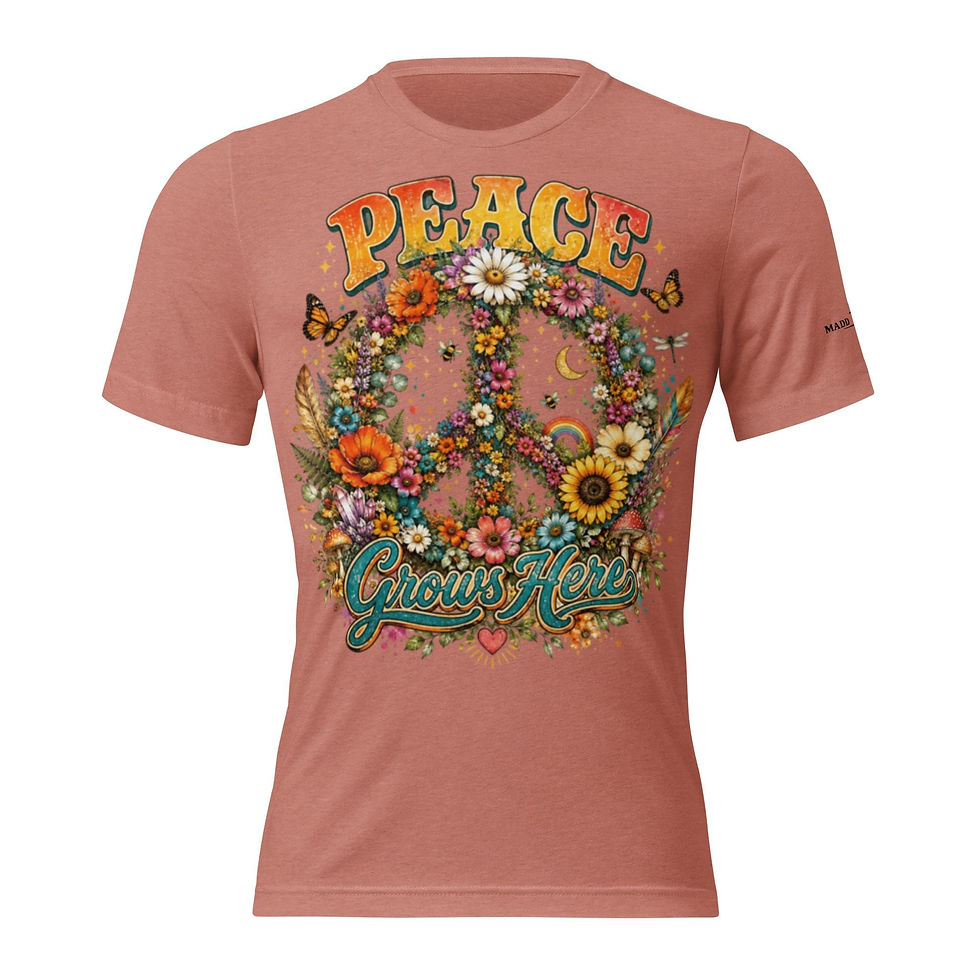 Thumbnail: Peace Grows Here Shirt, Hippie Boho Graphic Tee, Retro Flower Child Shirt
