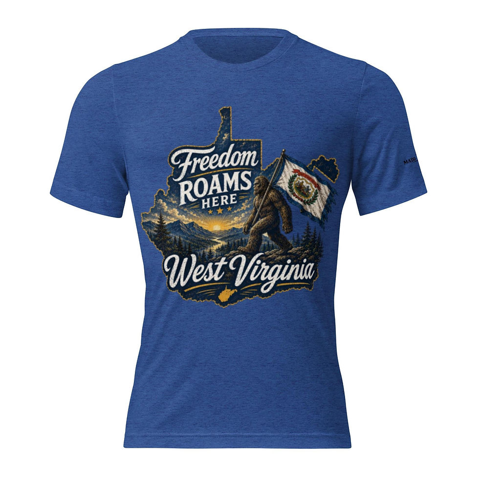 Thumbnail: Freedom Roams Here West Virginia Shirt, Bigfoot West Virginia Tee