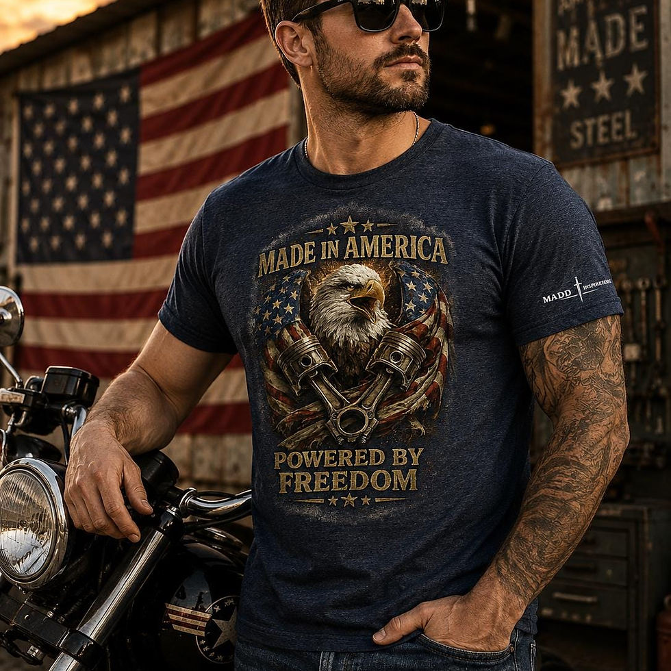 Thumbnail: Made in America Powered by Freedom Shirt, Patriotic Eagle T-Shirt