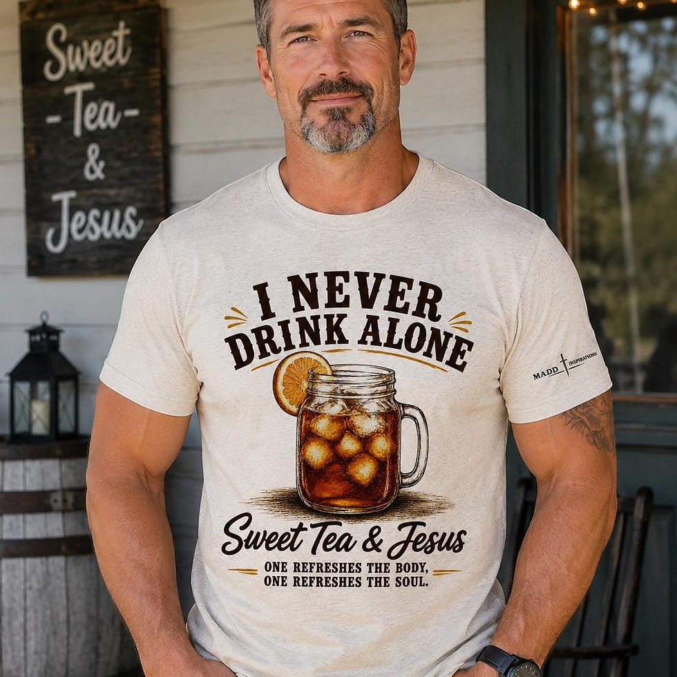 Thumbnail: I Never Drink Alone Sweet Tea and Jesus Shirt, Funny Christian Southern Tee