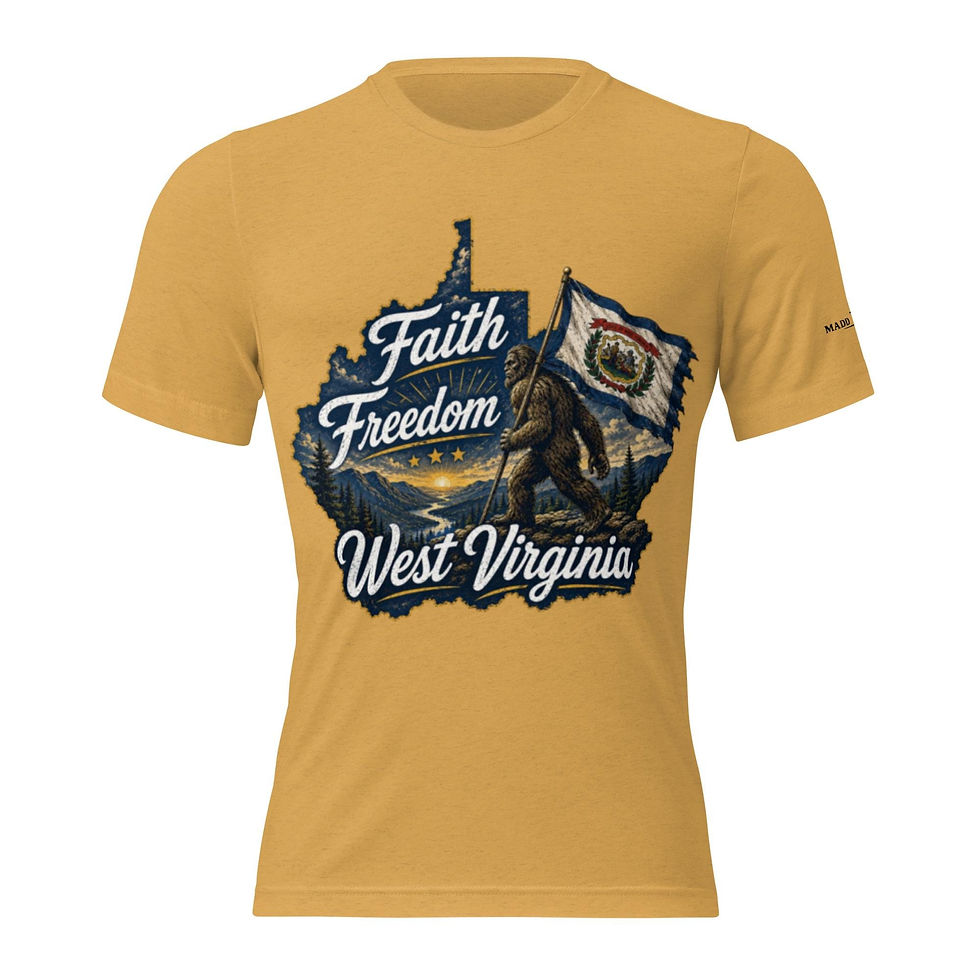 Thumbnail: Faith Freedom West Virginia Shirt, Bigfoot West Virginia Tee