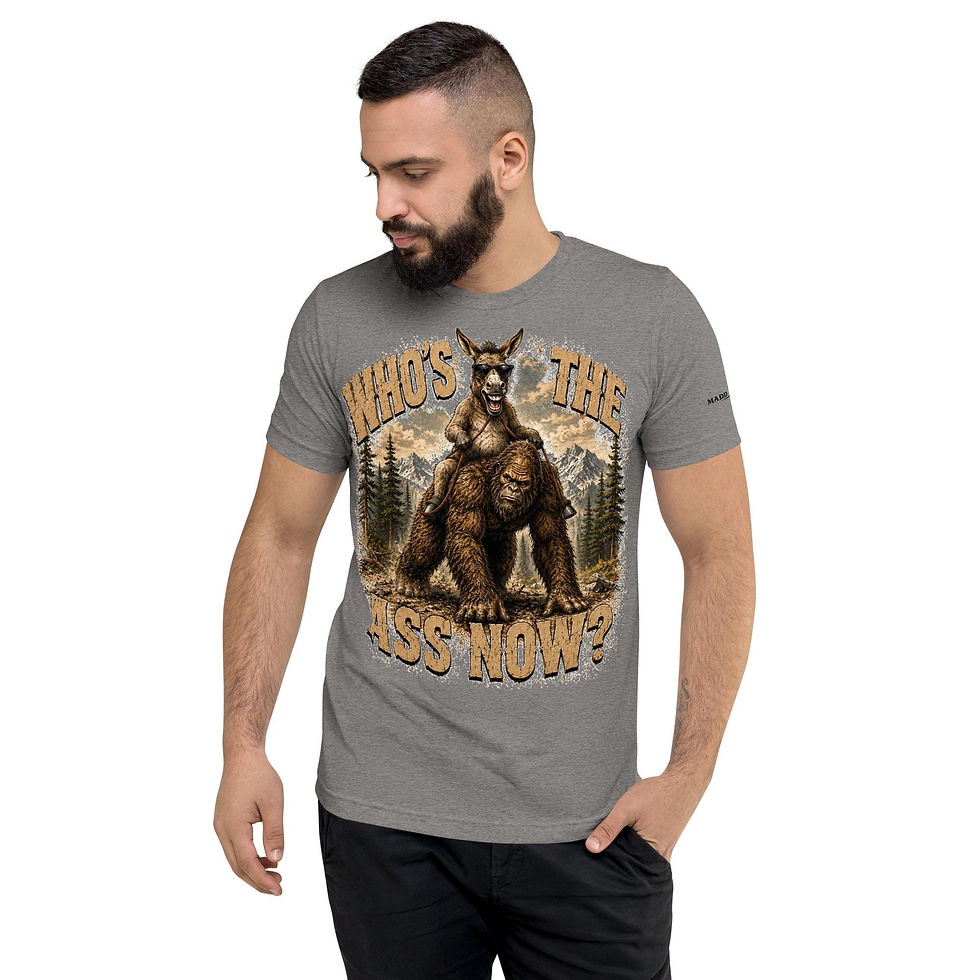 Thumbnail: Who's The Ass Now? Funny Bigfoot Shirt, Donkey Riding Sasquatch Tee