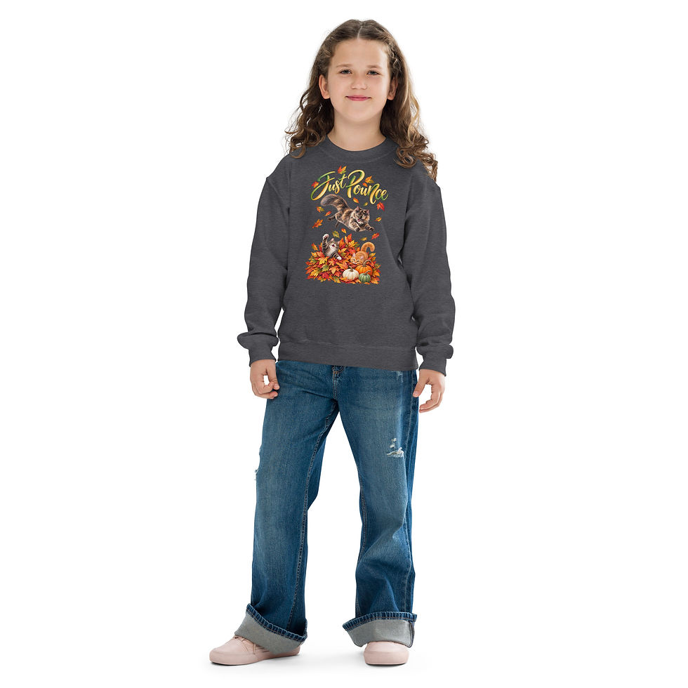 Thumbnail: Kids Fall Cat Sweatshirt – Cute Autumn Pumpkin Cat Crewneck