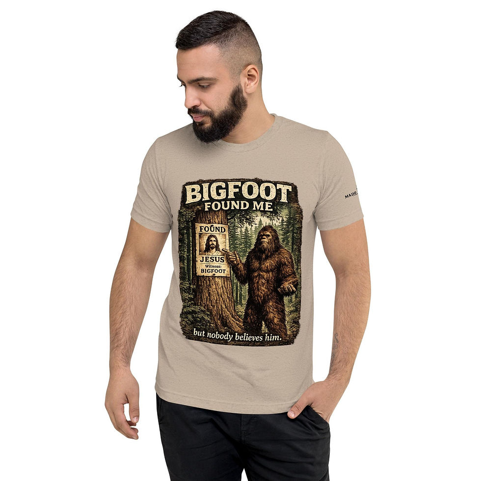 Thumbnail: Bigfoot Found Me But Nobody Believes Him Shirt, Funny Christian Bigfoot Tee