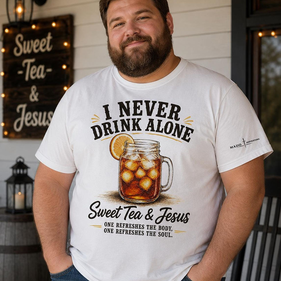 Thumbnail: I Never Drink Alone Sweet Tea and Jesus Shirt, Funny Christian Southern Tee