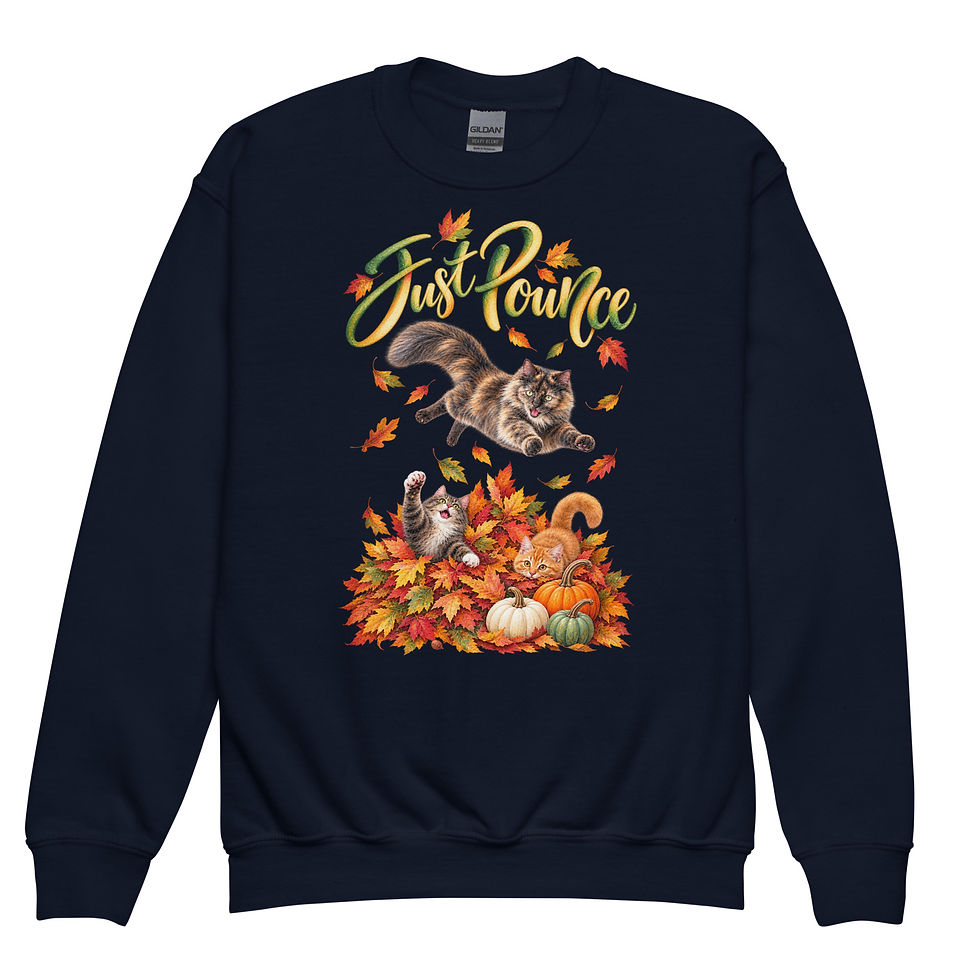 Thumbnail: Kids Fall Cat Sweatshirt – Cute Autumn Pumpkin Cat Crewneck