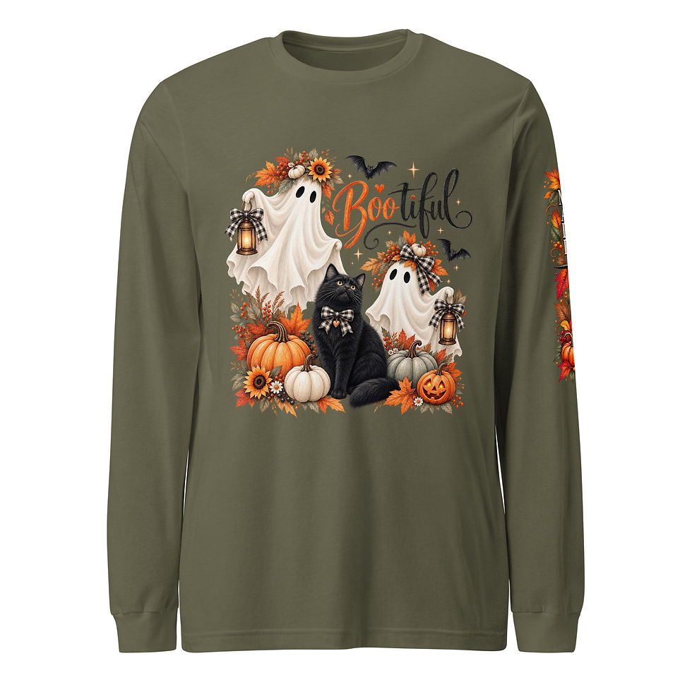 Thumbnail: Black Cat Halloween Shirt – Ghost & Pumpkin Fall Graphic Tee