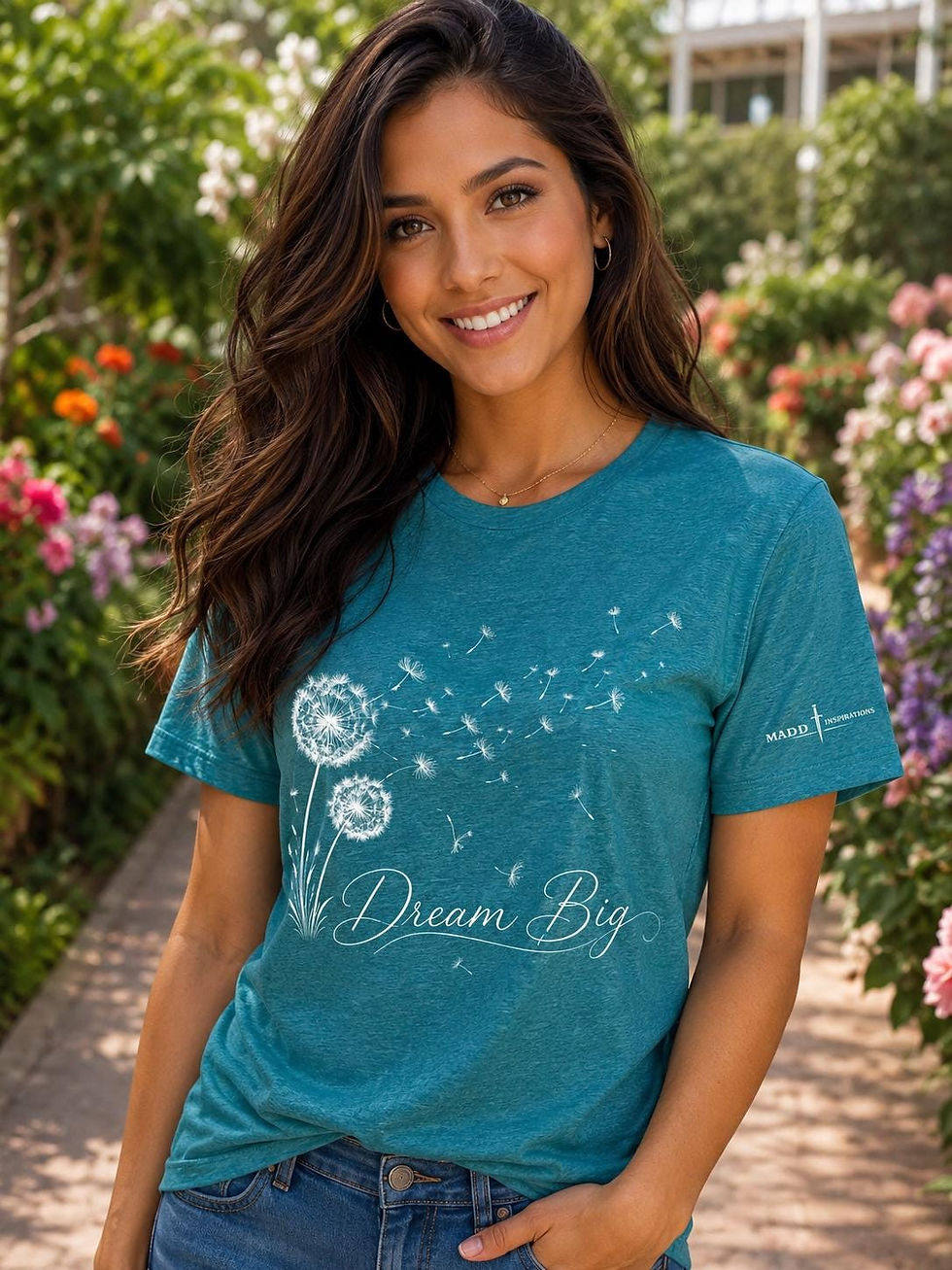 Thumbnail: Dream Big Dandelion T-Shirt for Women | Inspirational Floral Graphic Tee