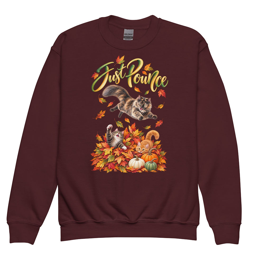 Thumbnail: Kids Fall Cat Sweatshirt – Cute Autumn Pumpkin Cat Crewneck