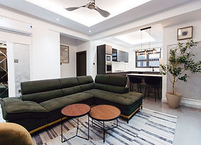 Modern Honeycomb Apartment exterior with clean lines, open-plan living and kitchen design, sleek furniture, and built-in appliances for a stylish and functional home.