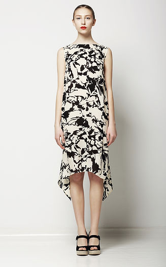 Model in Black and White Dress